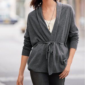 Cashmere Tie-Waist Cardigan Grey Size: generously sized S (tag removed)